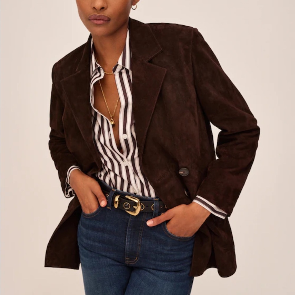Madewell Dark Brown Double-breasted Suede Blazer (NWT)